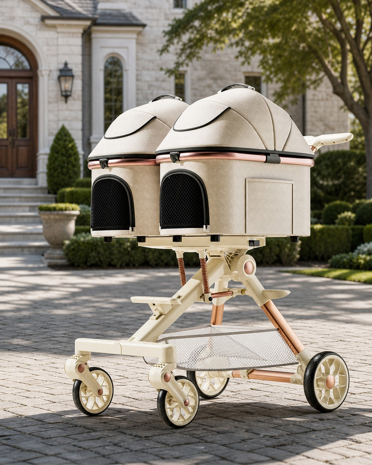 A6-2 twin suspension detachable cabin pet stroller image 01