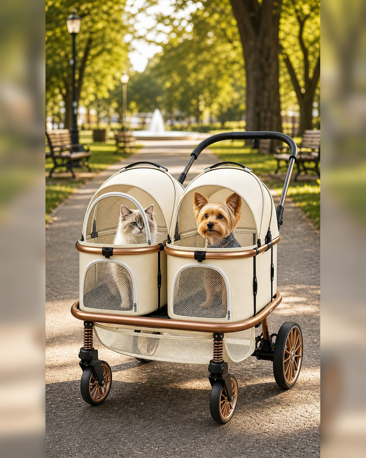 A6-2 twin suspension detachable cabin pet stroller image 05