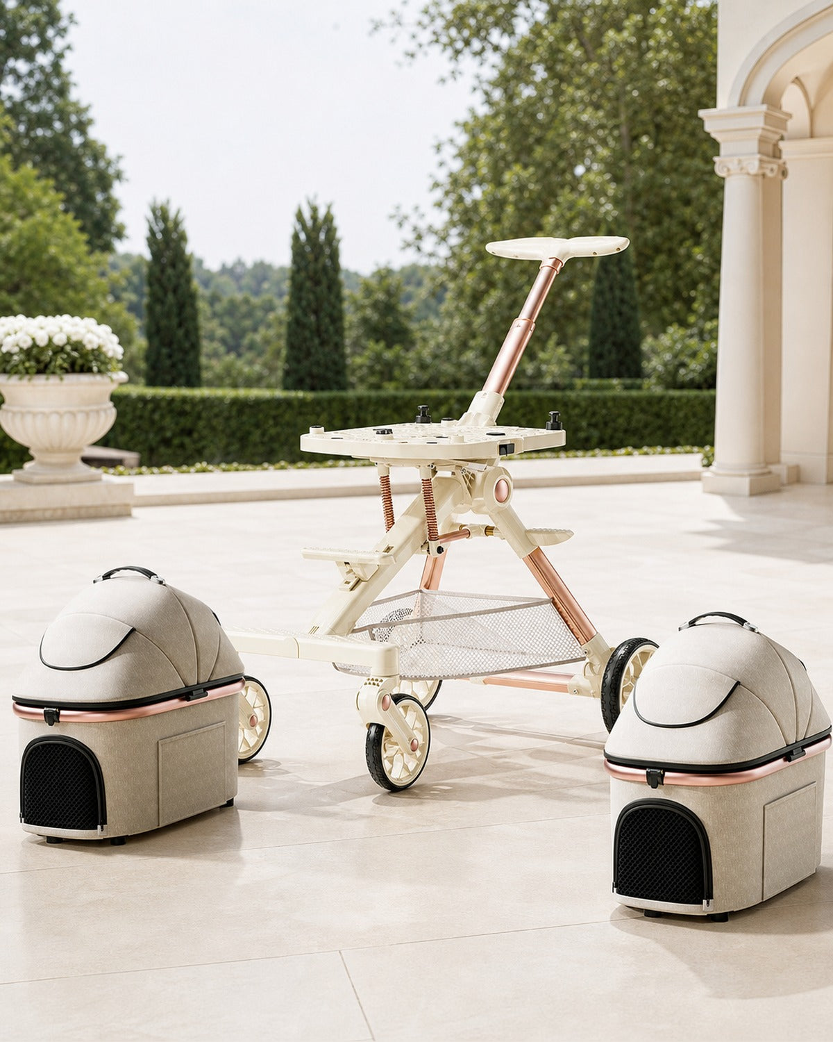A6-2 twin suspension detachable cabin pet stroller image 06