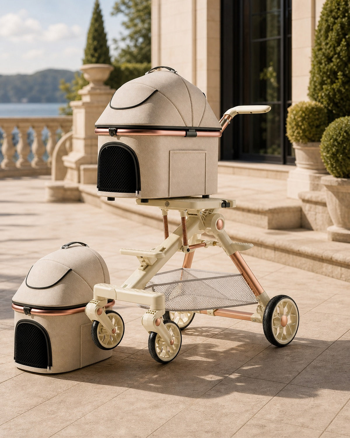 A6-2 twin suspension detachable cabin pet stroller image 07
