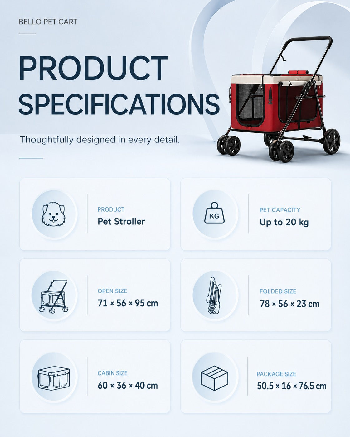 D1 Detachable Comfort Pet Stroller product detail 4.