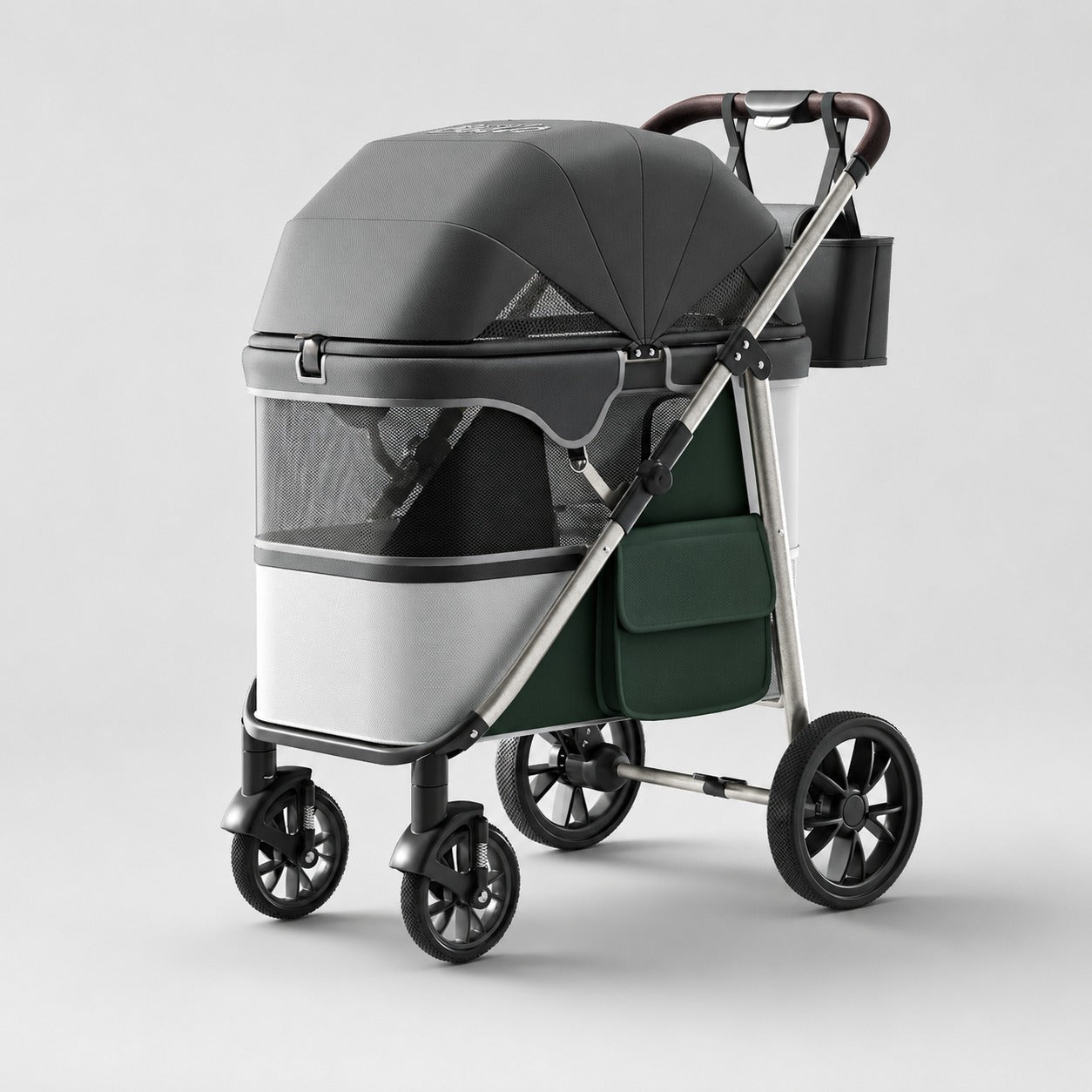 D12 Roomy One-Piece Pet Stroller in Green.