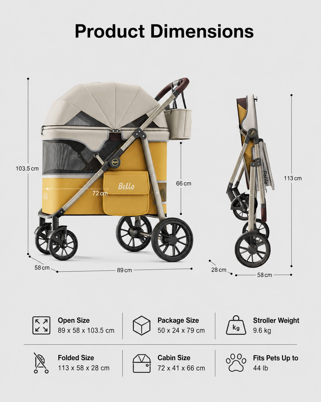D12 Roomy One-Piece Pet Stroller product detail 3.