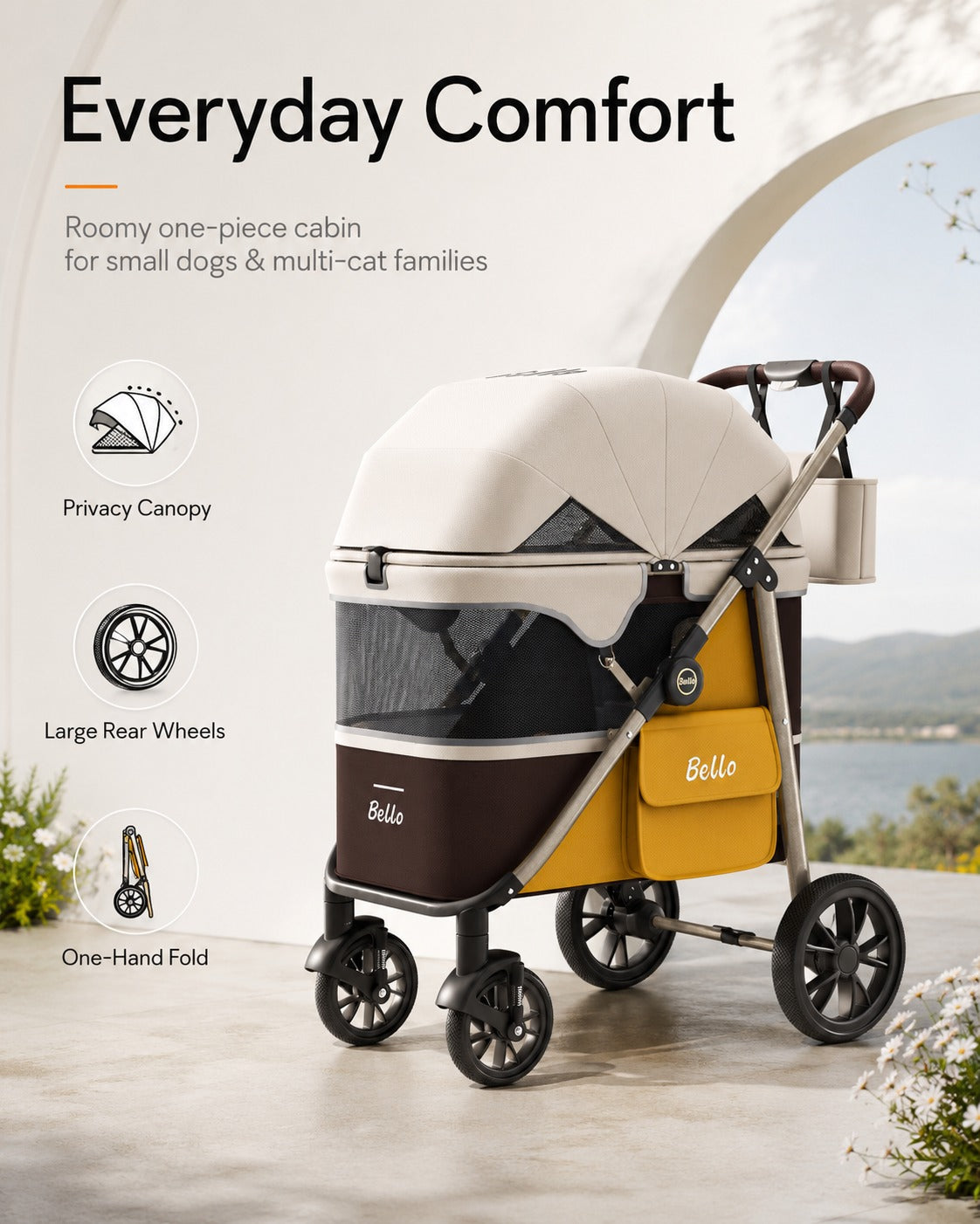 D12 Roomy One-Piece Pet Stroller