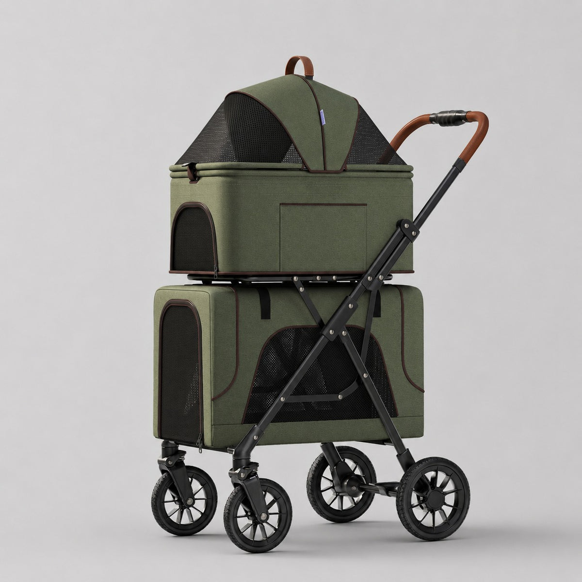 Double-Decker Pet Stroller for Two Small Pets