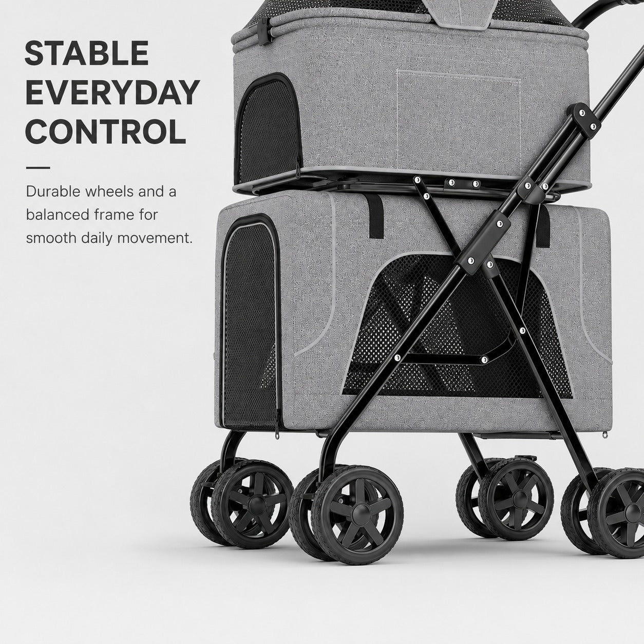 Double-Decker Pet Stroller for Two Small Pets