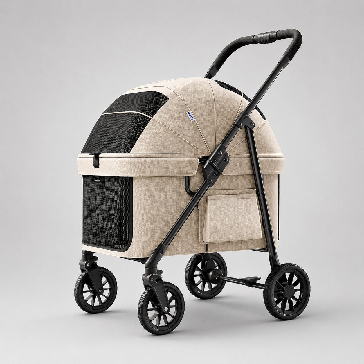 D6 One-Piece Long Cabin Pet Stroller in Gray.