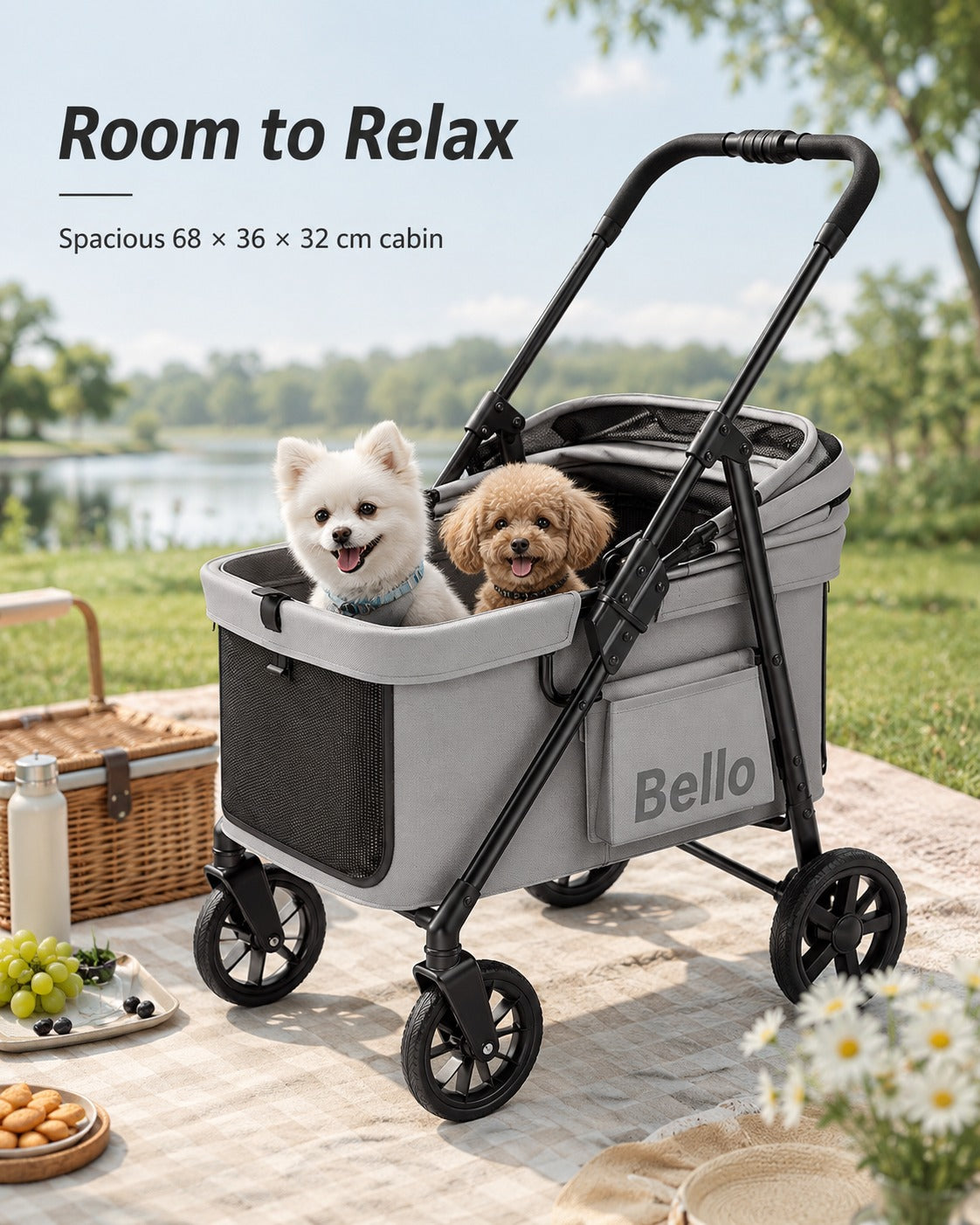 D6 One-Piece Long Cabin Pet Stroller product detail 12.