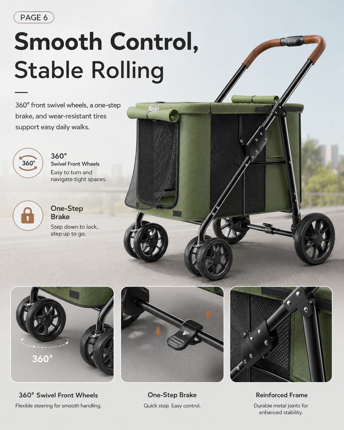 D7 Large One-Piece Pet Stroller product detail 8.