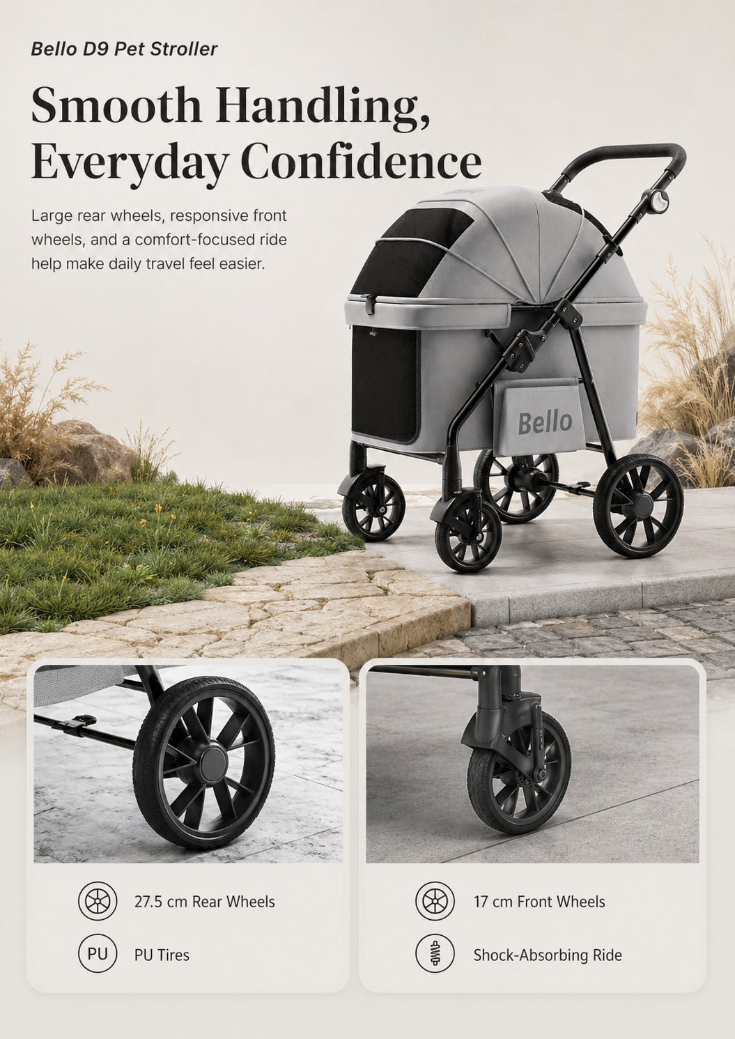 D9 Four-Season Large Cabin Pet Stroller product detail 3.