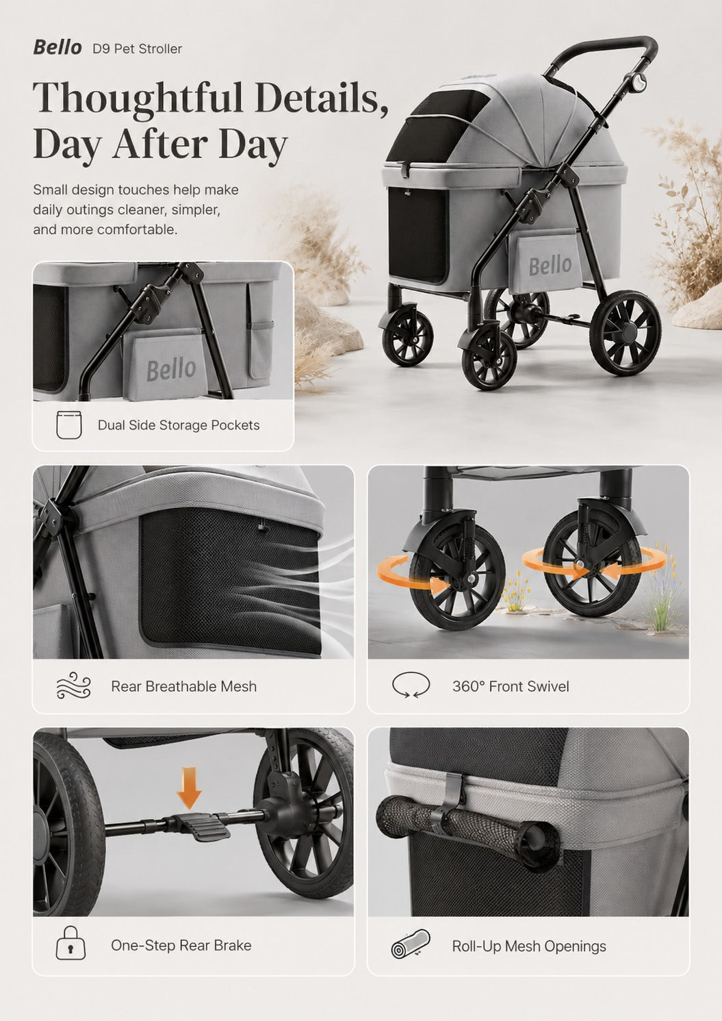 D9 Four-Season Large Cabin Pet Stroller product detail 5.