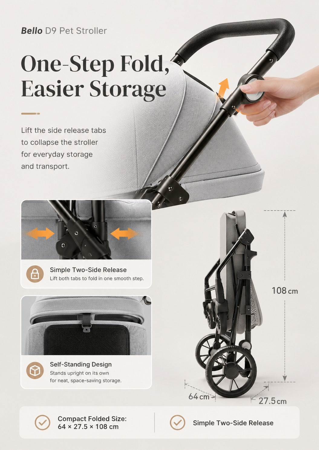 D9 Four-Season Large Cabin Pet Stroller product detail 11.