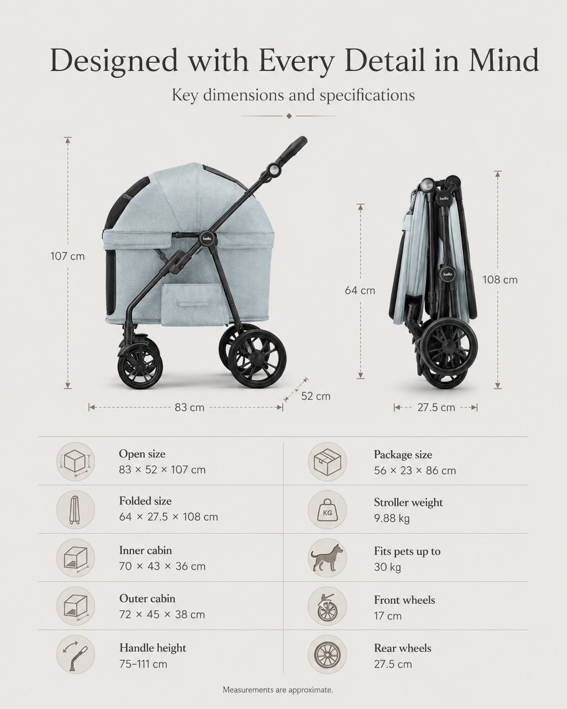 D9 Large Cabin Pet Stroller product detail 6.