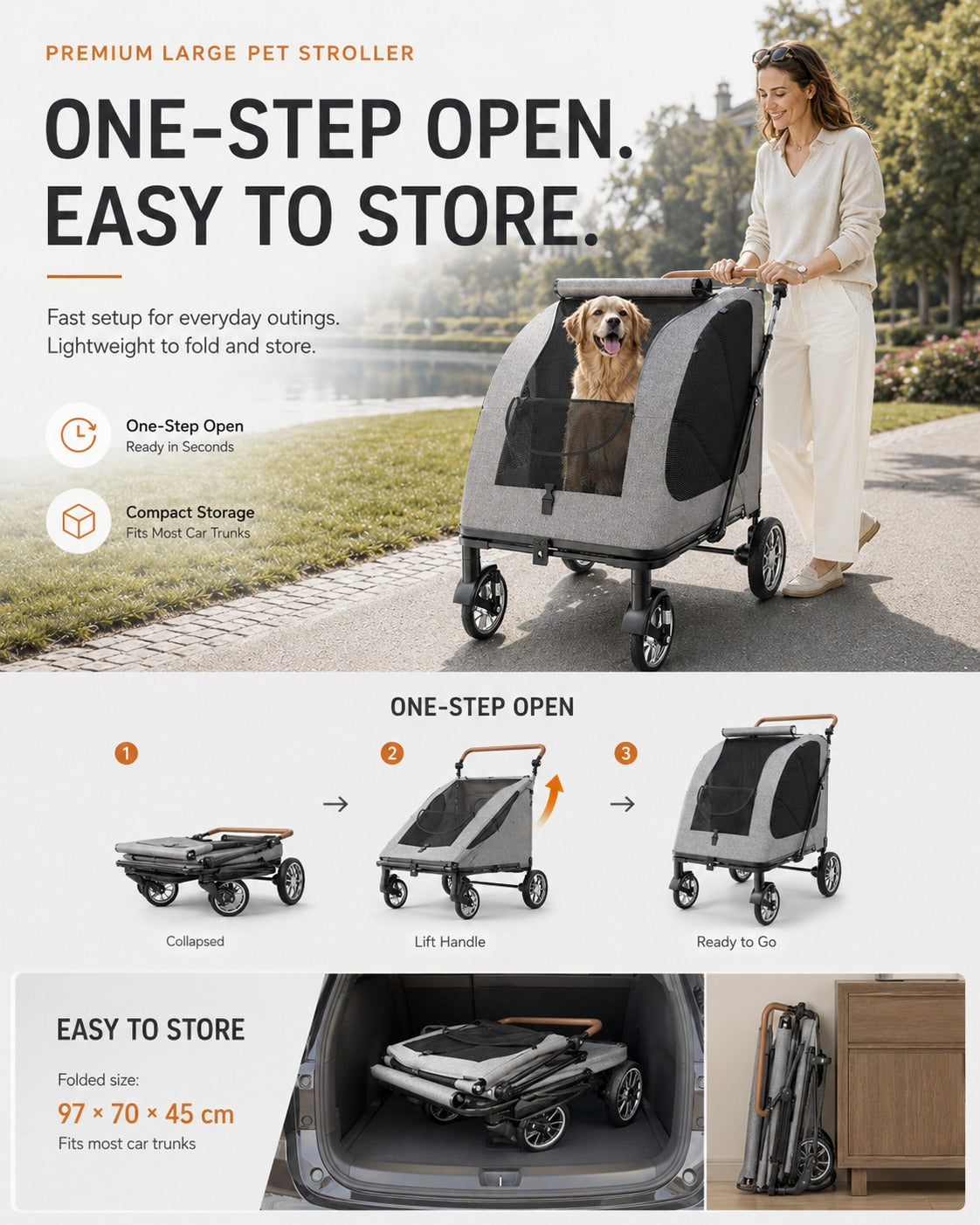 DH02XM Giant Capacity Pet Stroller product detail 4.