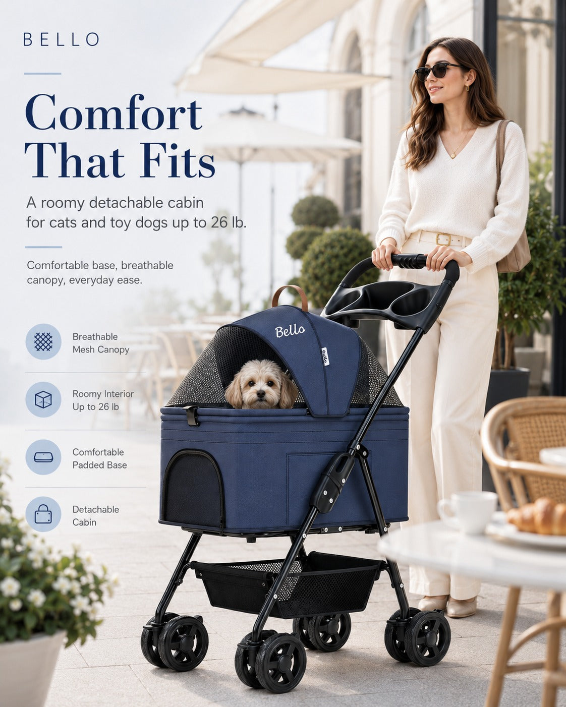 K2 Detachable Cabin Pet Stroller product detail 4.