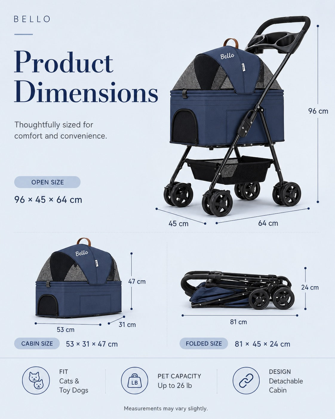 K2 Detachable Cabin Pet Stroller product detail 5.
