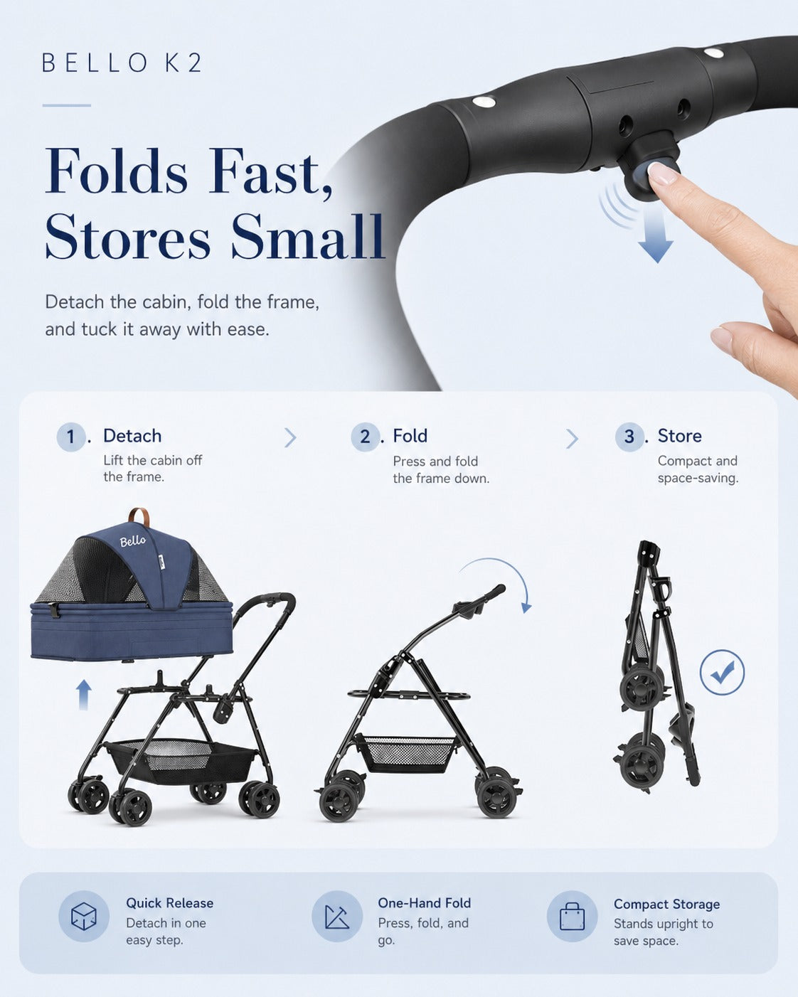K2 Detachable Cabin Pet Stroller product detail 9.