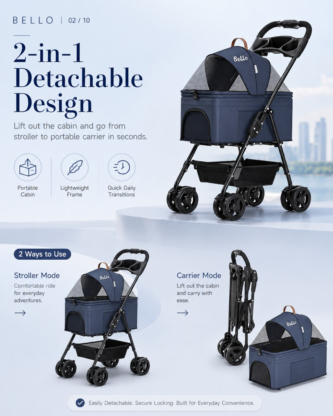 K2 Detachable Cabin Pet Stroller product detail 12.