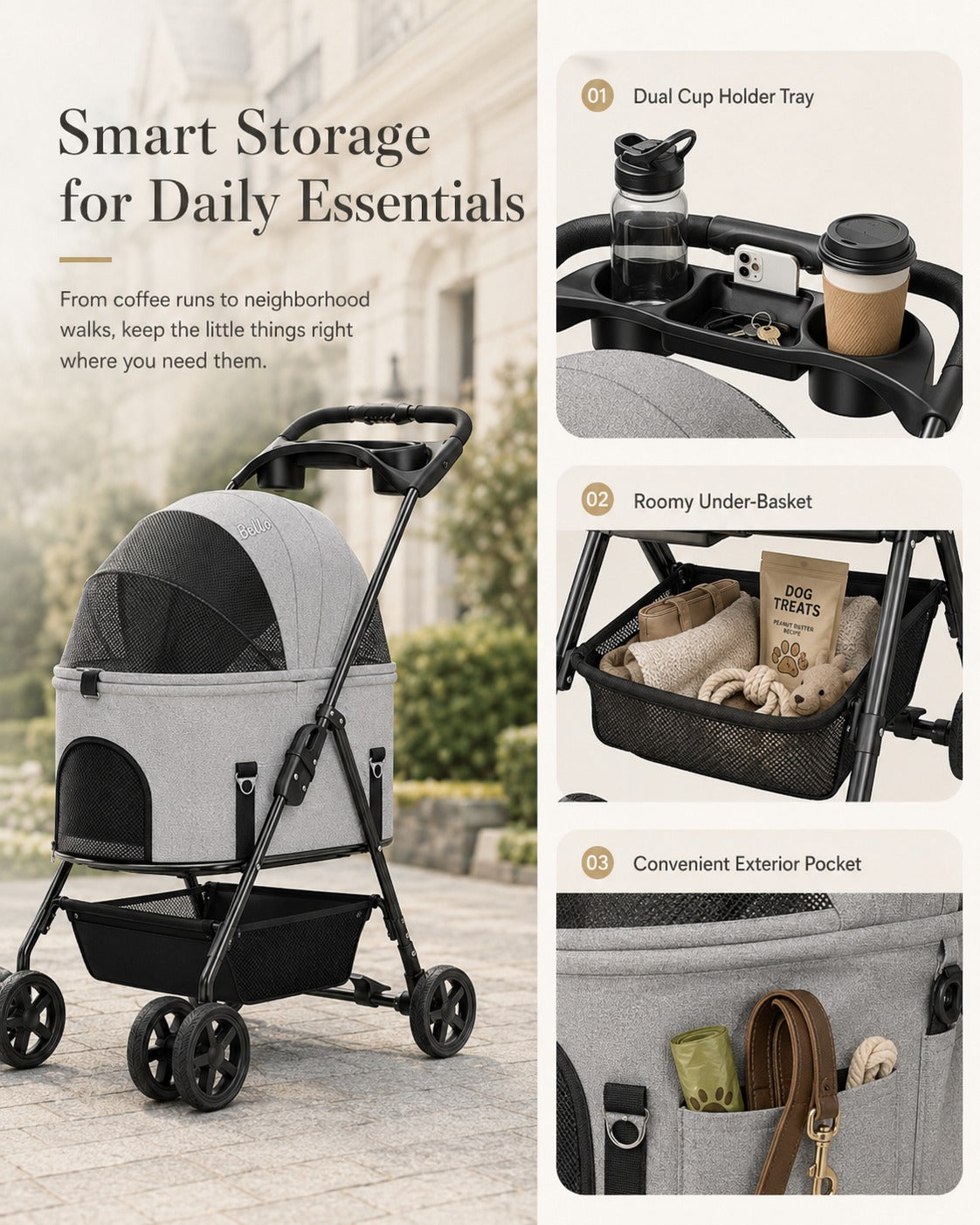K2L Large Detachable Cabin Pet Stroller product detail 4.