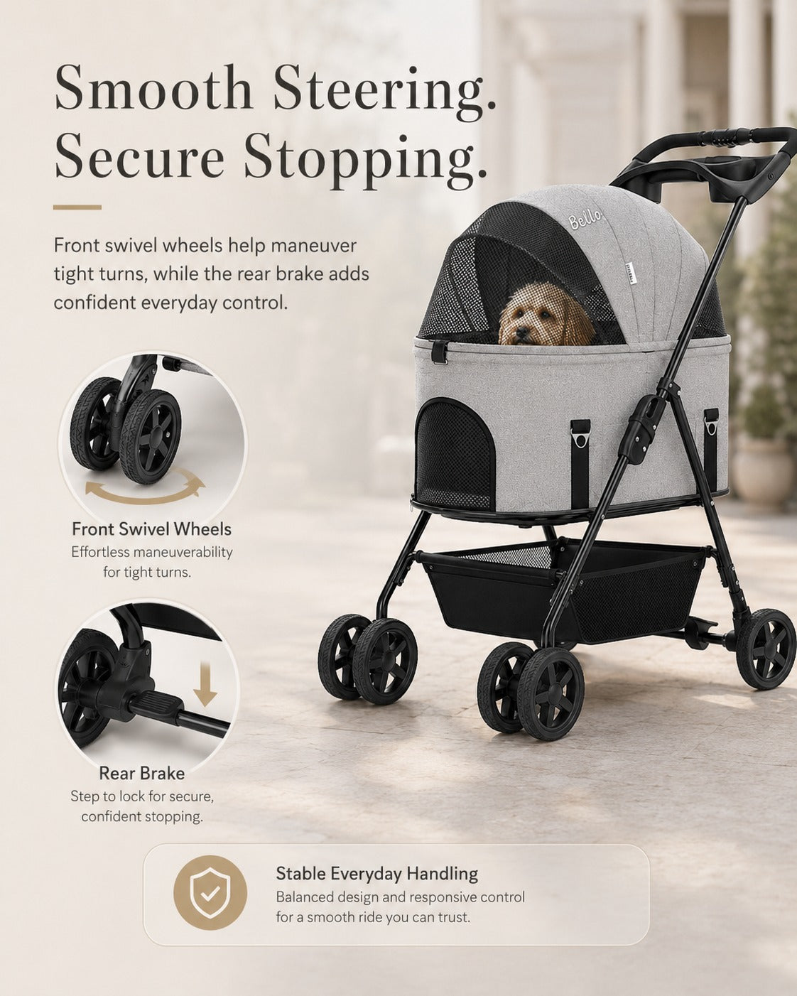 K2L Large Detachable Cabin Pet Stroller product detail 8.