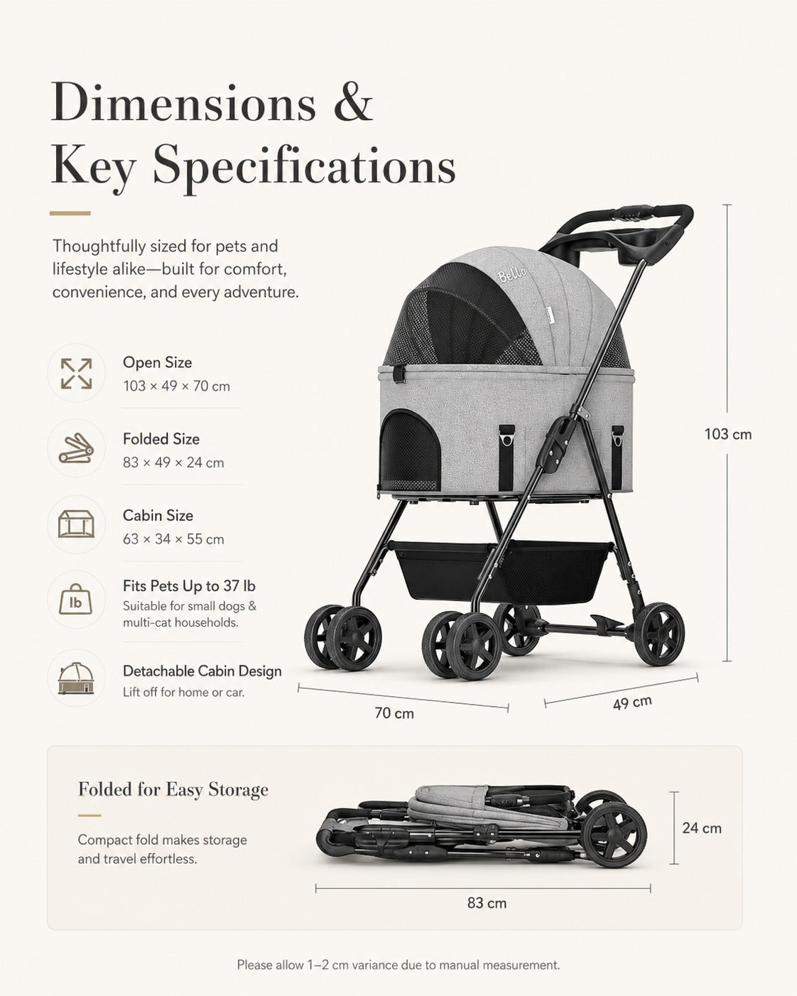 K2L Large Detachable Cabin Pet Stroller product detail 9.