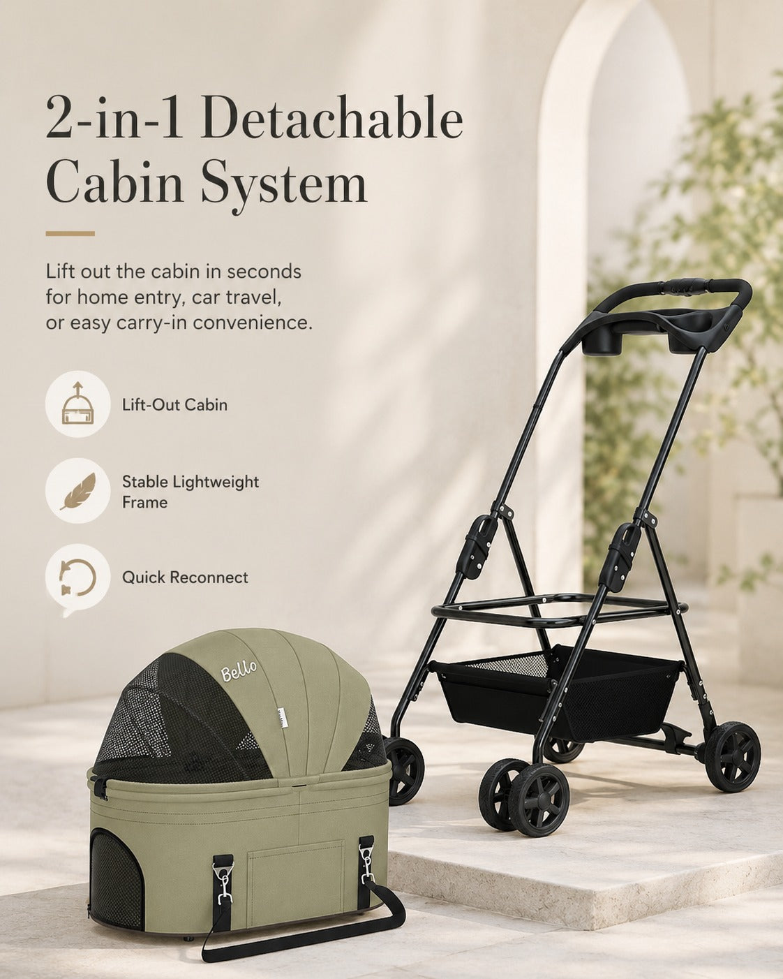 K2L Large Detachable Cabin Pet Stroller product detail 11.