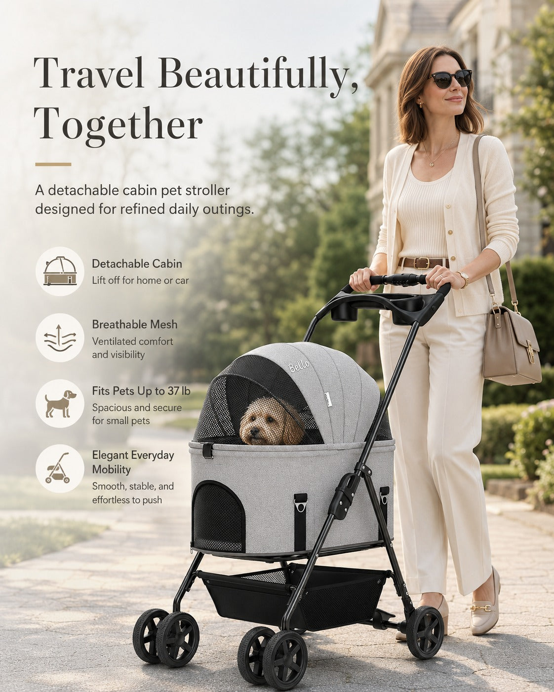 K2L Large Detachable Cabin Pet Stroller product detail 12.
