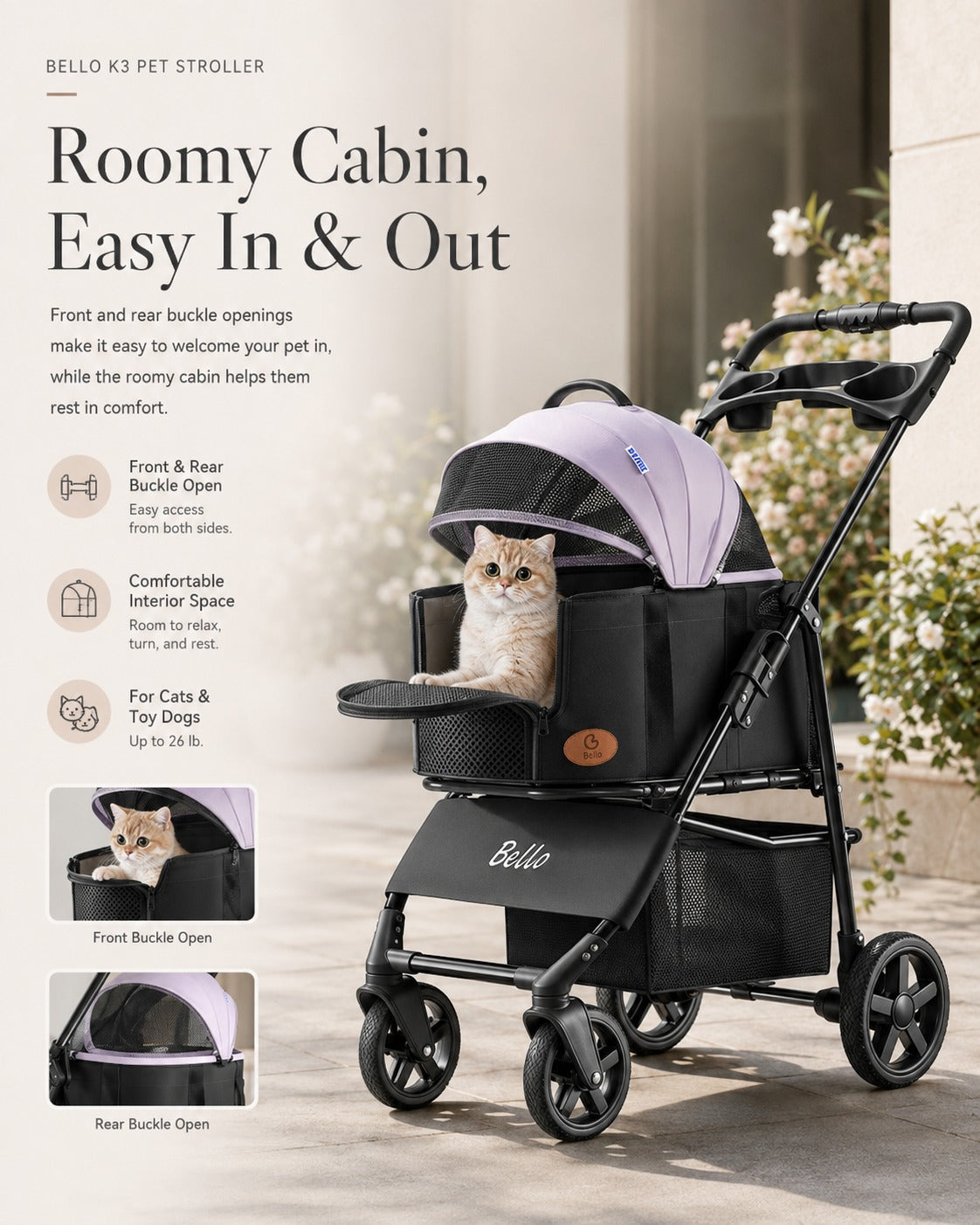 K3 Detachable Cabin Pet Stroller product detail 7.