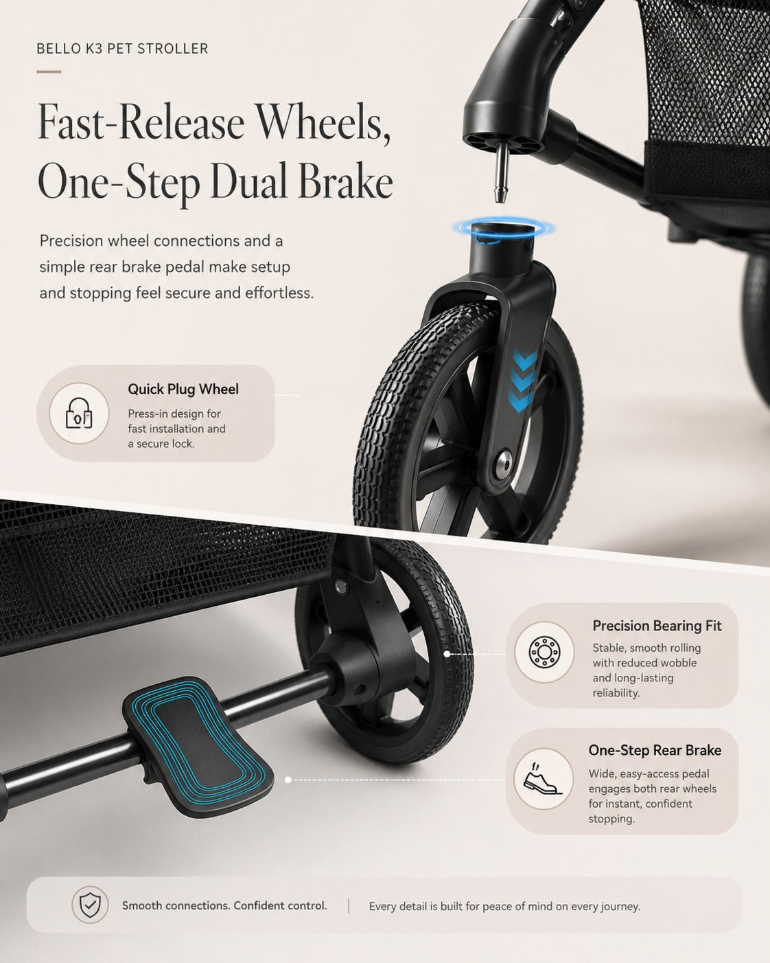 K3 Detachable Cabin Pet Stroller product detail 12.
