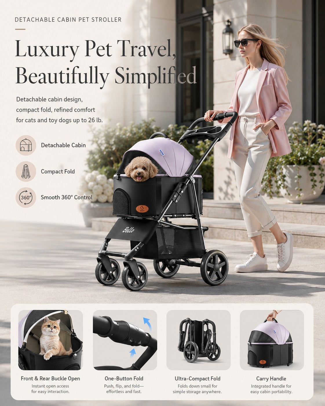 K3 Detachable Cabin Pet Stroller product detail 15.