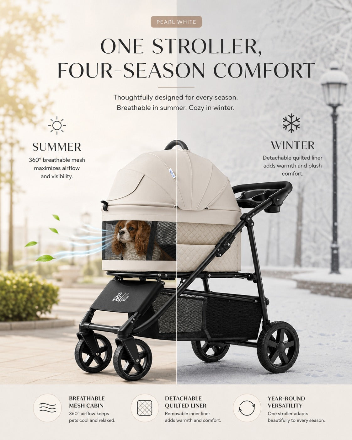 K3 Four-Season Detachable Pet Stroller product detail 5.