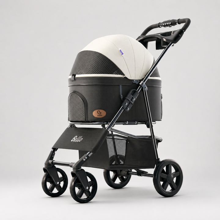 K3 One-Piece Pet Stroller in White.