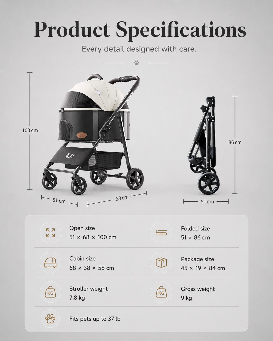 K3L Large Detachable Cabin Pet Stroller product detail 5.