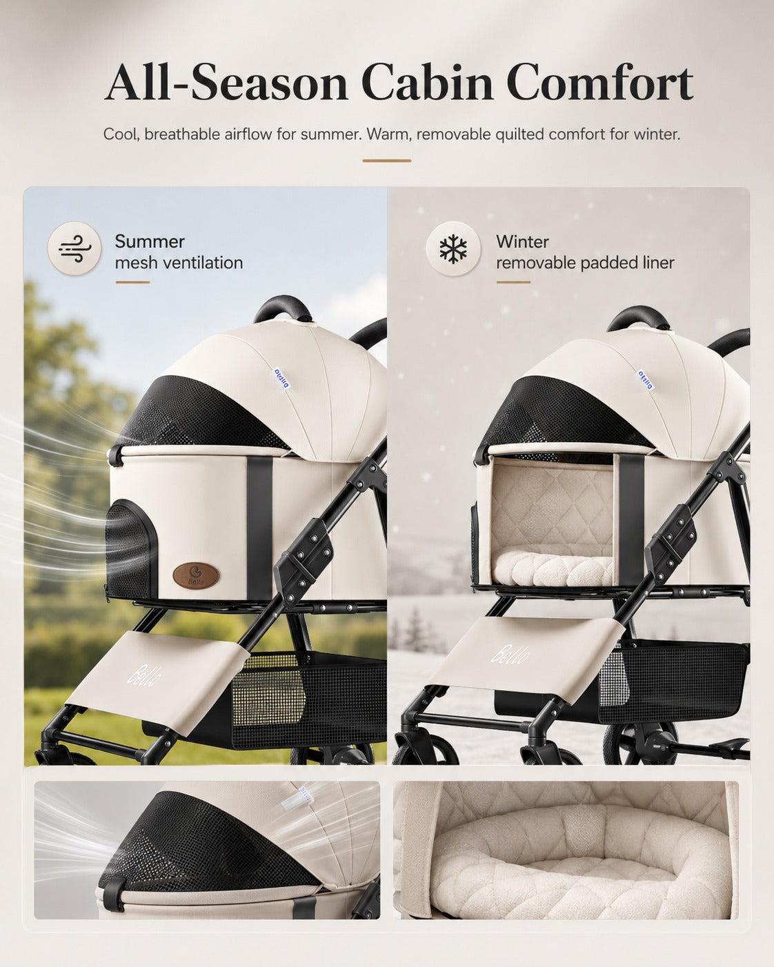 K3L Large Detachable Cabin Pet Stroller product detail 7.