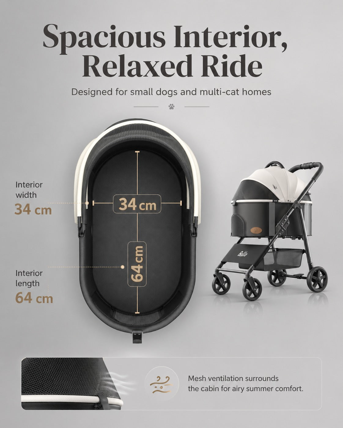 K3L Large Detachable Cabin Pet Stroller product detail 14.