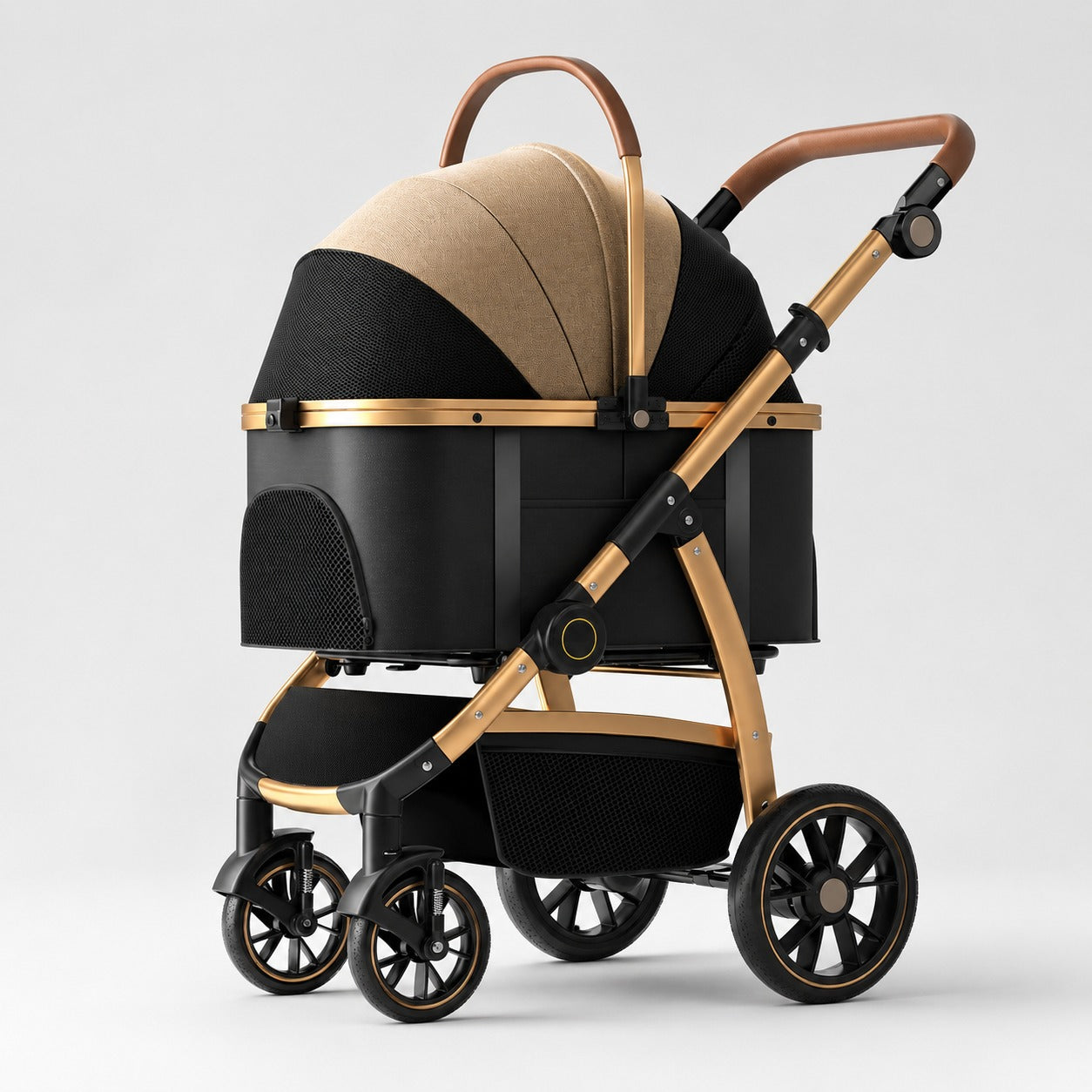 L10 Premium Detachable Pet Stroller in Gold.