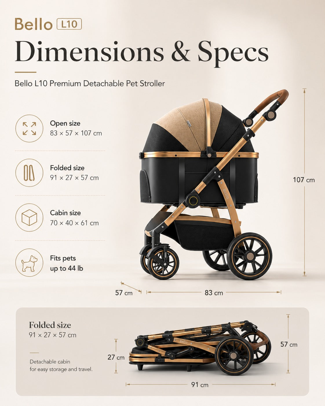 L10 Premium Detachable Pet Stroller product detail 2.