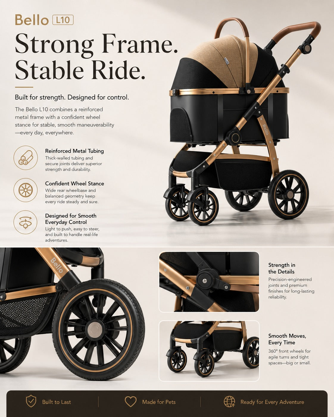 L10 Premium Detachable Pet Stroller product detail 3.
