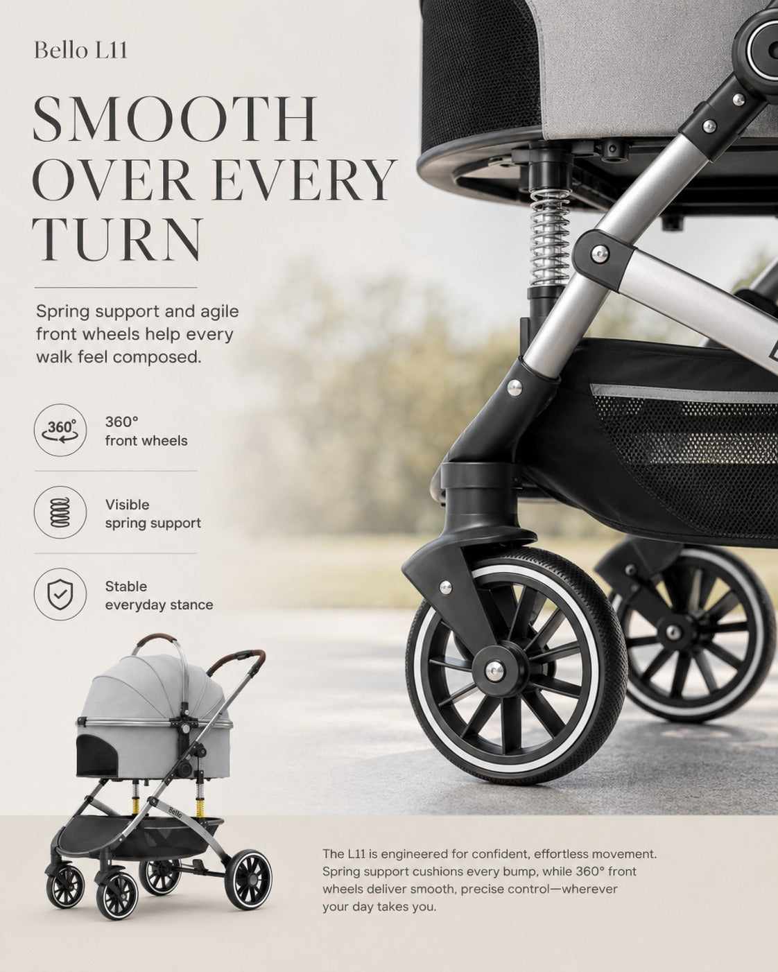 L11 Detachable Comfort Pet Stroller product detail 3.
