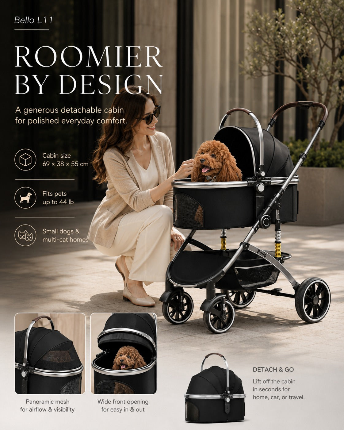 L11 Detachable Comfort Pet Stroller product detail 4.