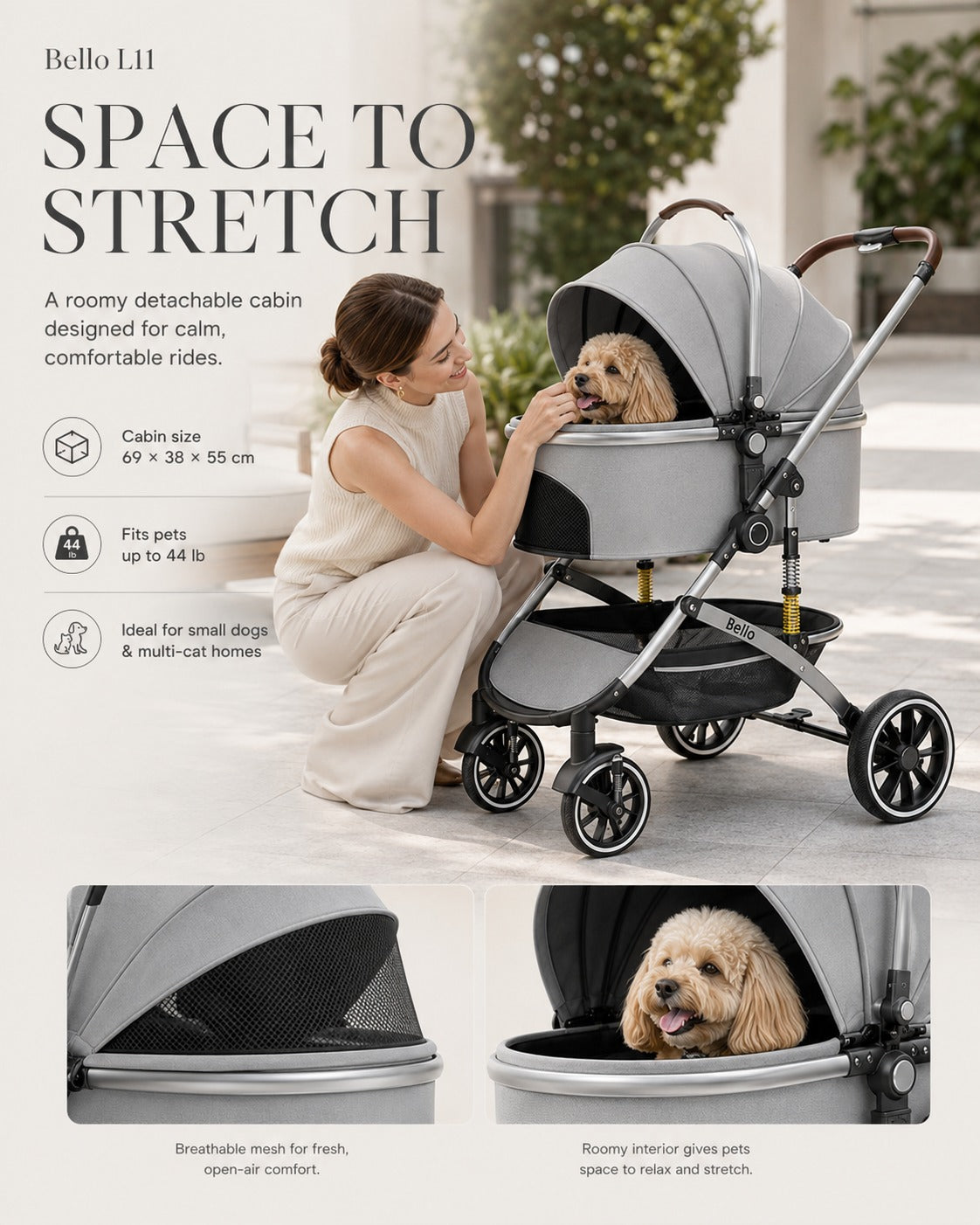 L11 Detachable Comfort Pet Stroller product detail 5.