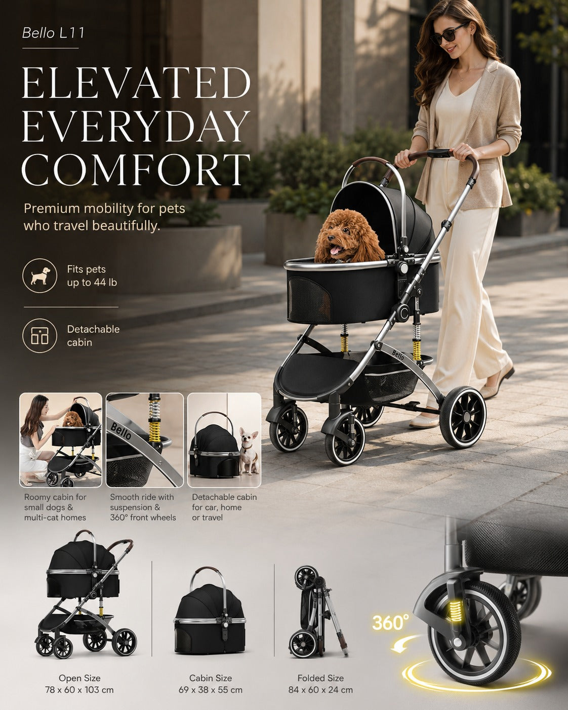 L11 Detachable Comfort Pet Stroller product detail 11.