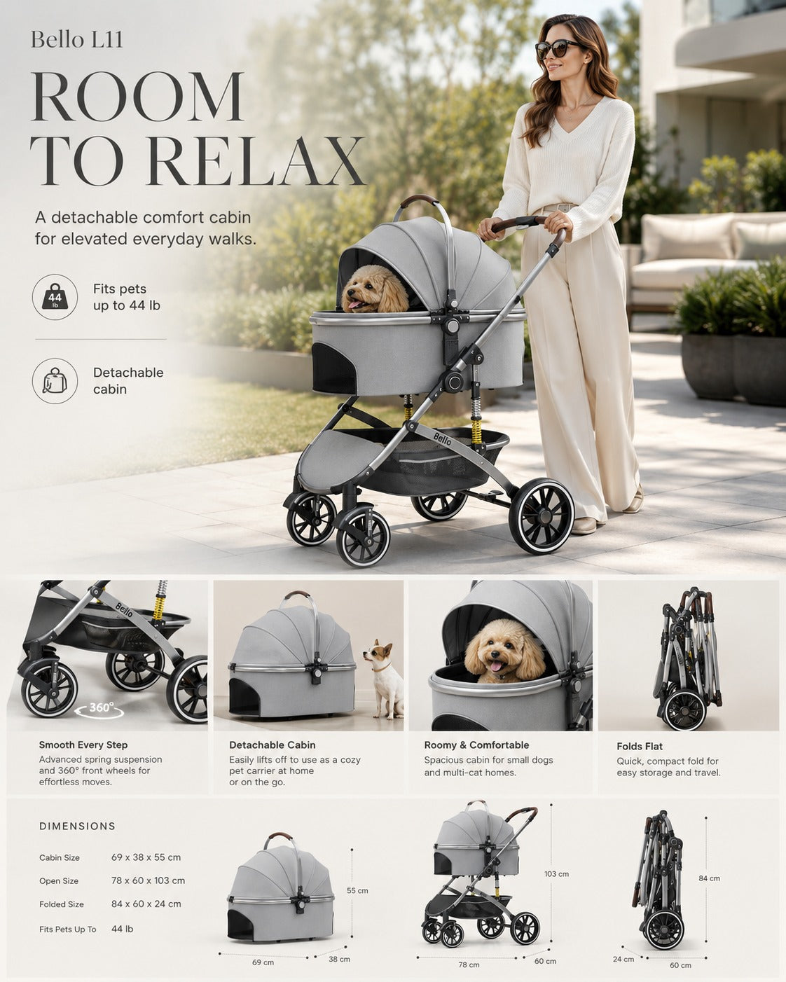 L11 Detachable Comfort Pet Stroller product detail 12.