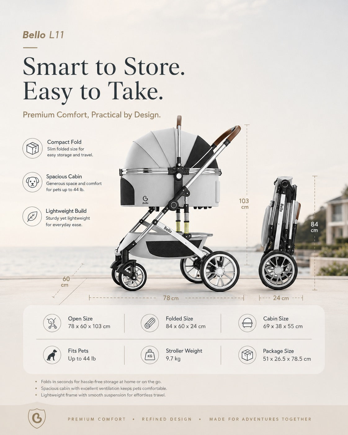 L11 Signature Detachable Pet Stroller product detail 8.
