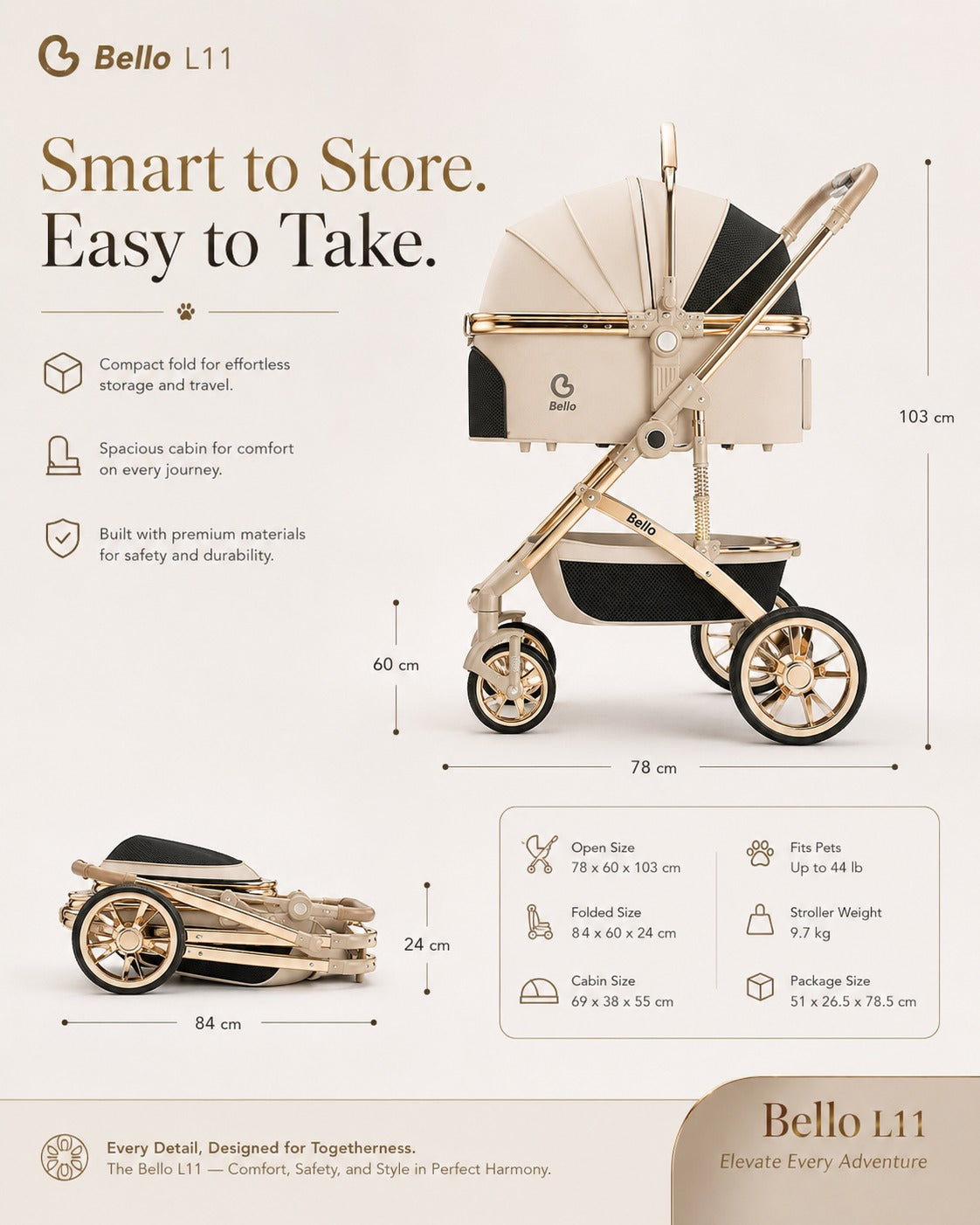 L11 Signature Detachable Pet Stroller product detail 10.