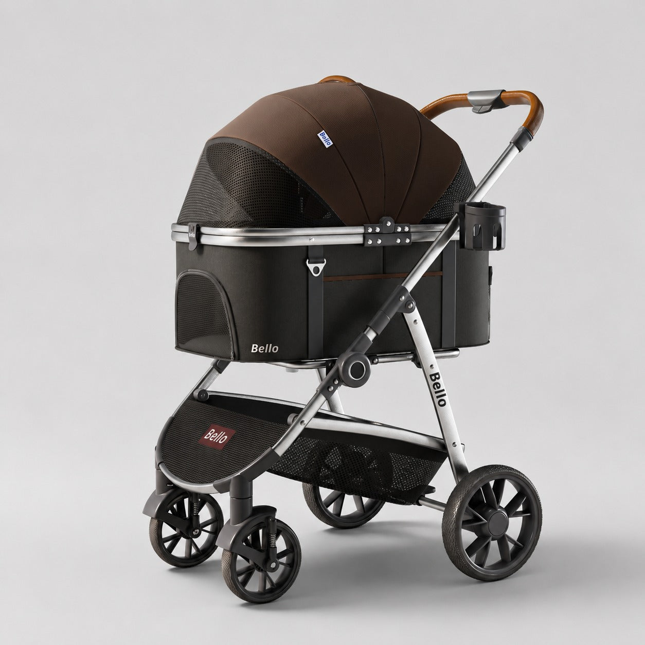 L9 Detachable Tall Cabin Pet Stroller in Green.