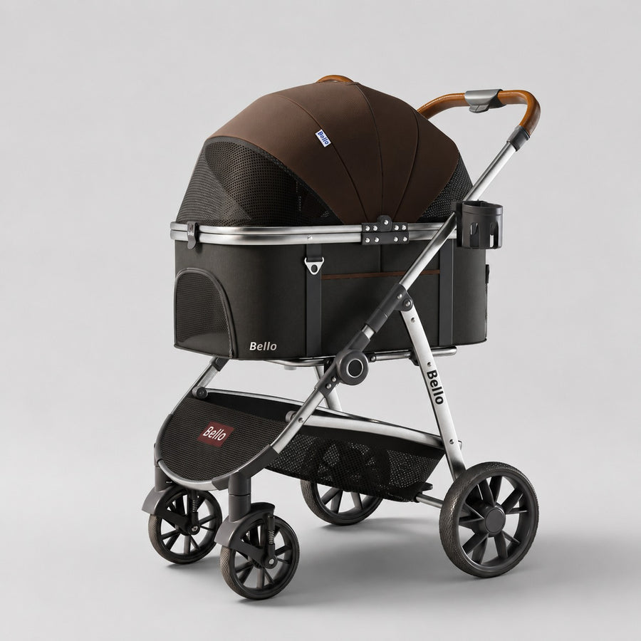 L9 Detachable Tall Cabin Pet Stroller in Green.
