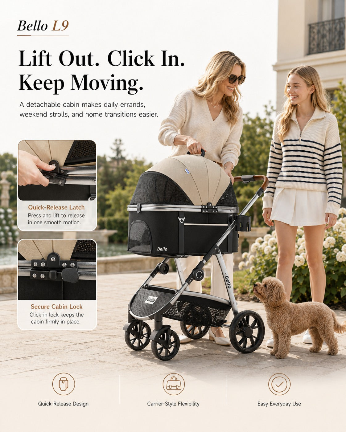 L9 Detachable Tall Cabin Pet Stroller product detail 5.