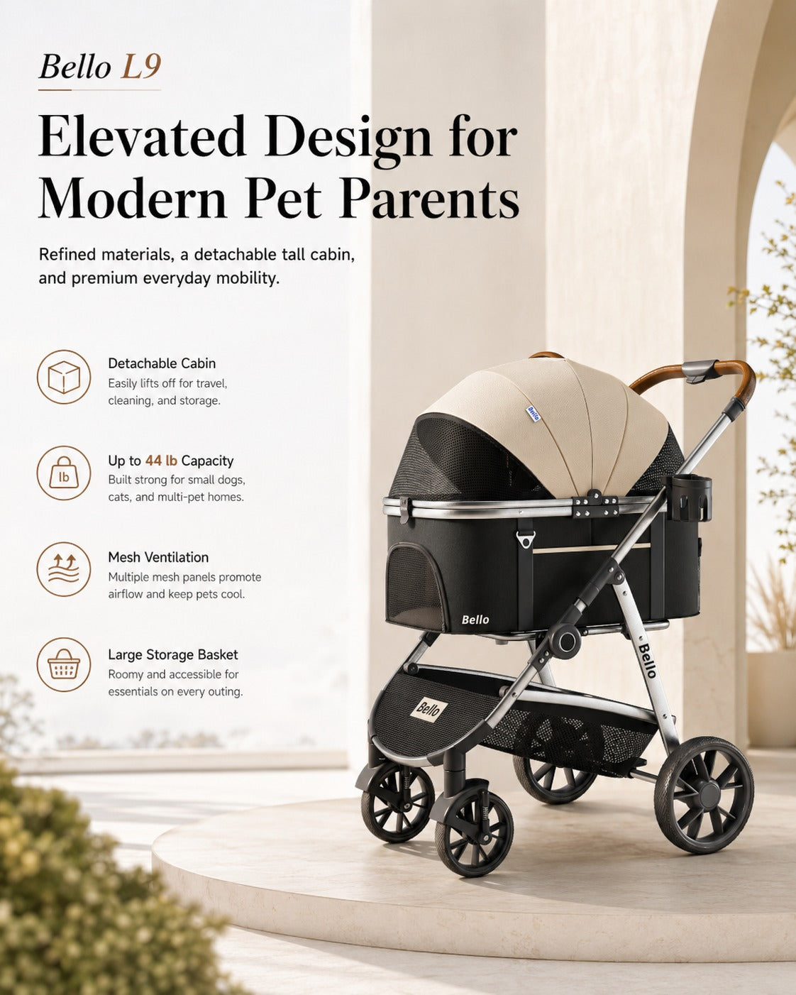 L9 Detachable Tall Cabin Pet Stroller product detail 7.