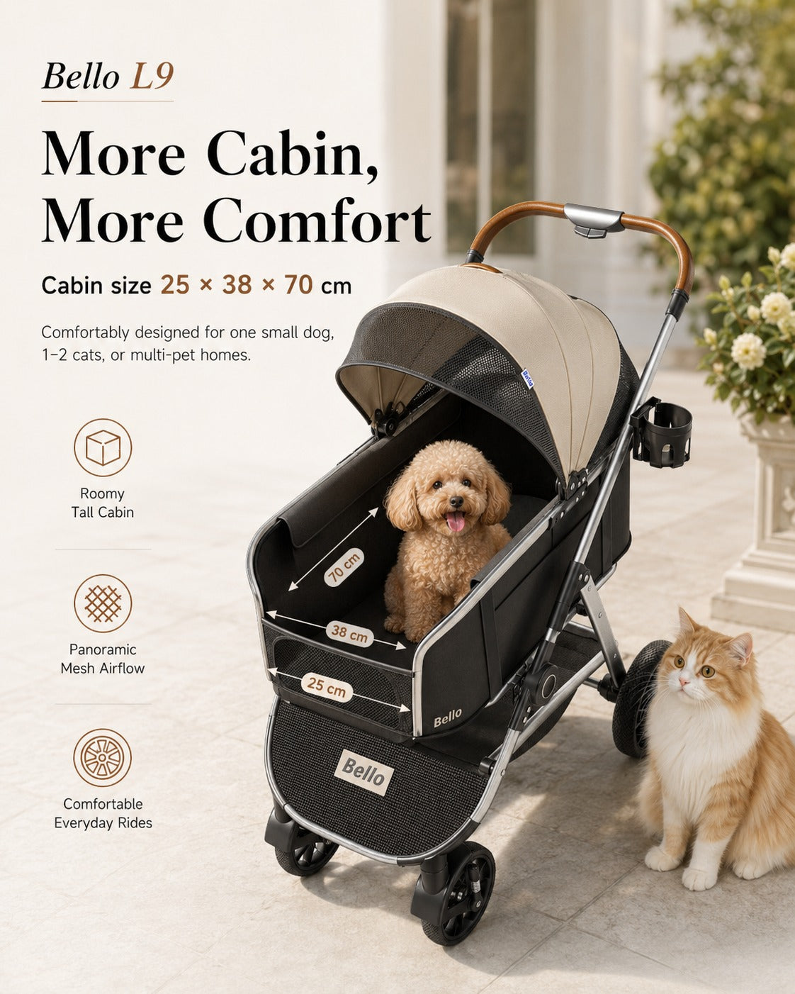 L9 Detachable Tall Cabin Pet Stroller product detail 9.